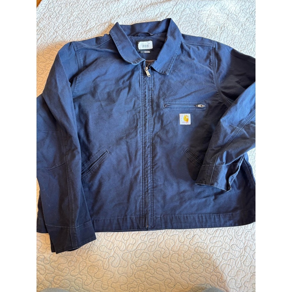 Carhartt Rugged Flex Detroit Jacket Mens 2XL Relaxed Fit Navy Blue OJ6306-M NWOT
